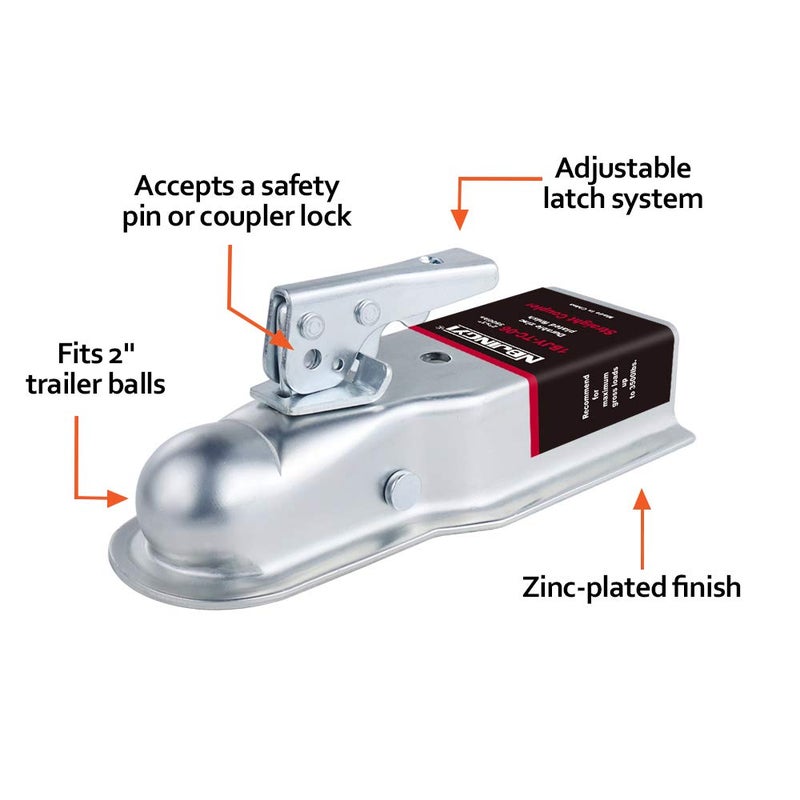NBJINGYI 2" X 3" Trailer Coupler 3500 lbs, Towing Boat Straight Coupler - Image 2